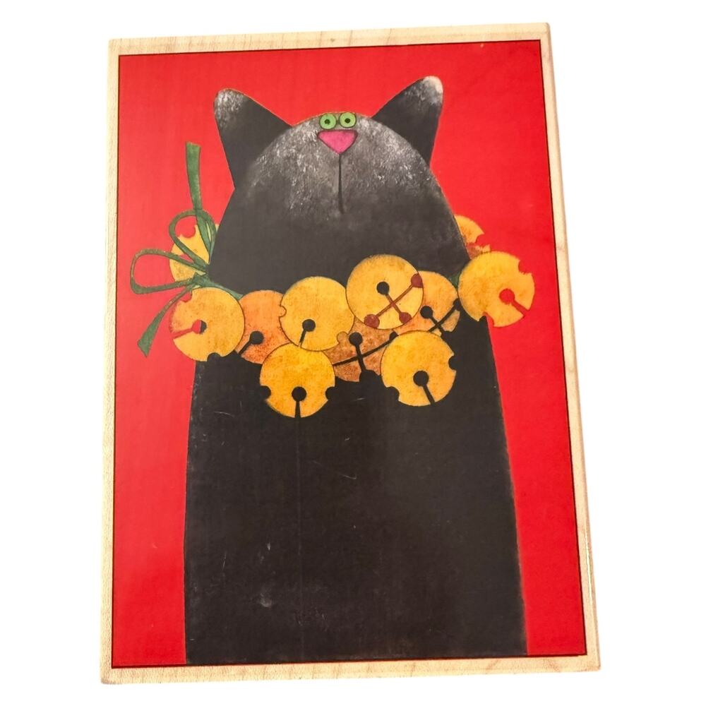 Stamps Happen Jingle Bells Christmas Cat 90258 XL Rubber Stamp NEW